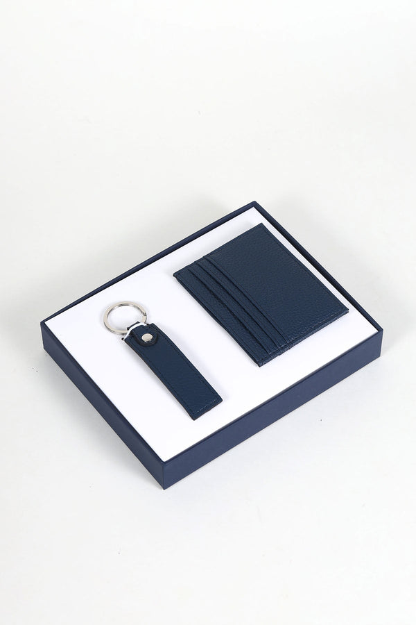 Carraig Donn Men's Navy Card Holder & Key Ring Gift Set