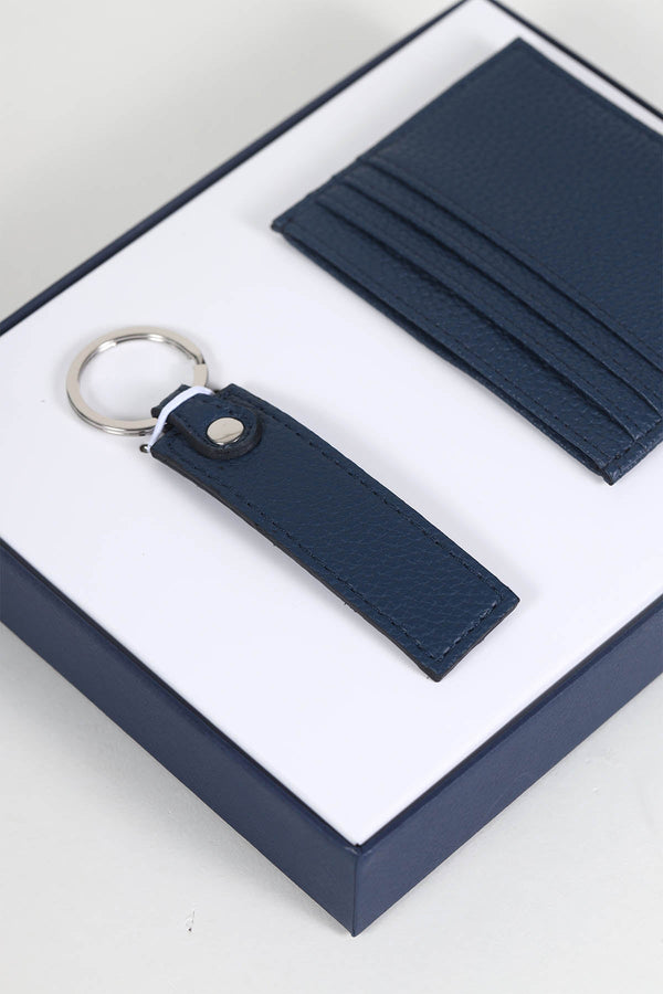 Carraig Donn Men's Navy Card Holder & Key Ring Gift Set