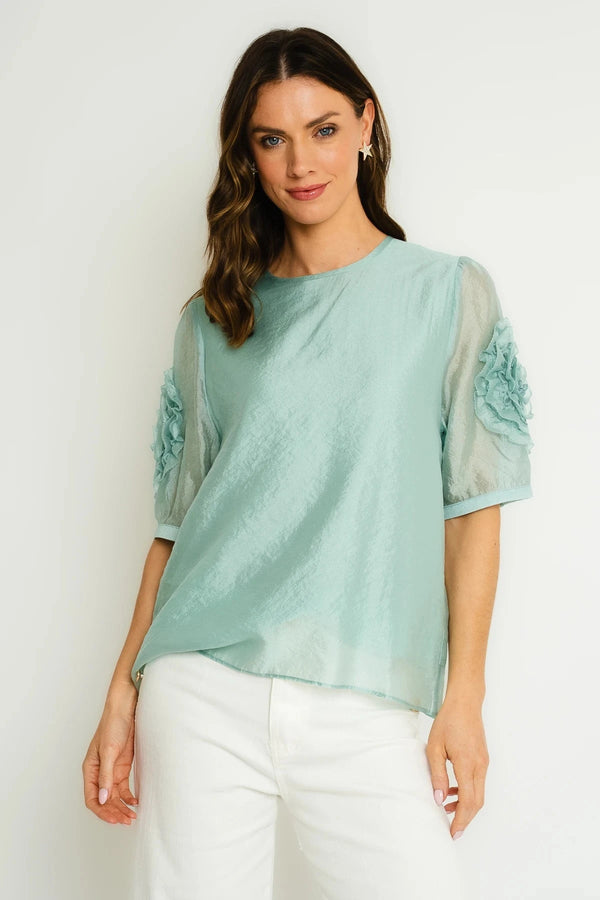 carraig donn Mint Short Sleeve Top With Sleeve Detail