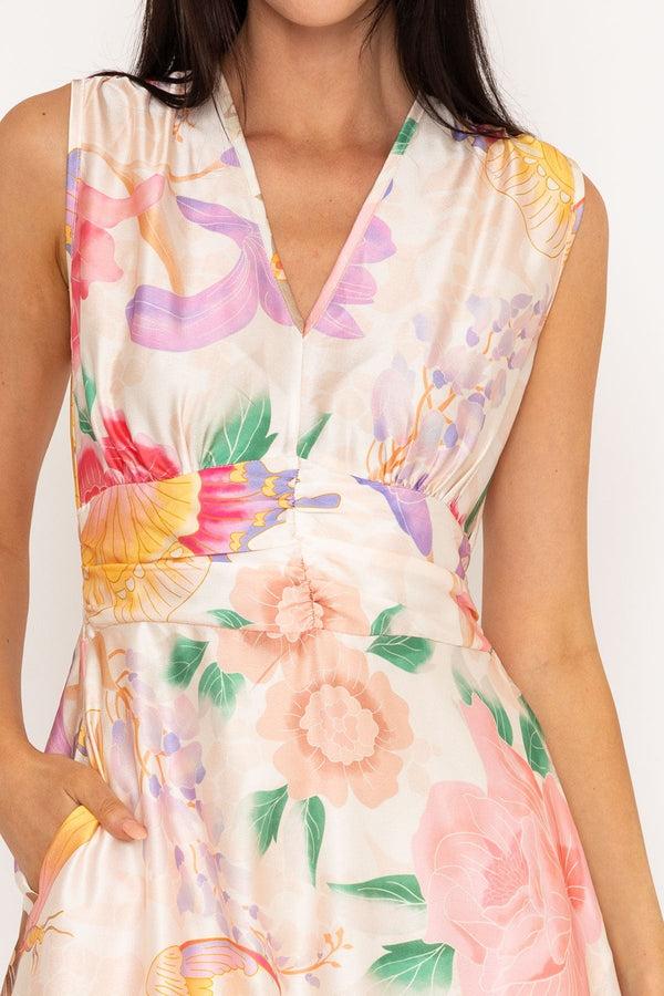 Carraig Donn Multicolour Print Sleeveless Alina Midi Dress