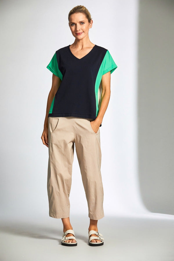 carraig donn Navy Contrast Side Panel Short Sleeve Top