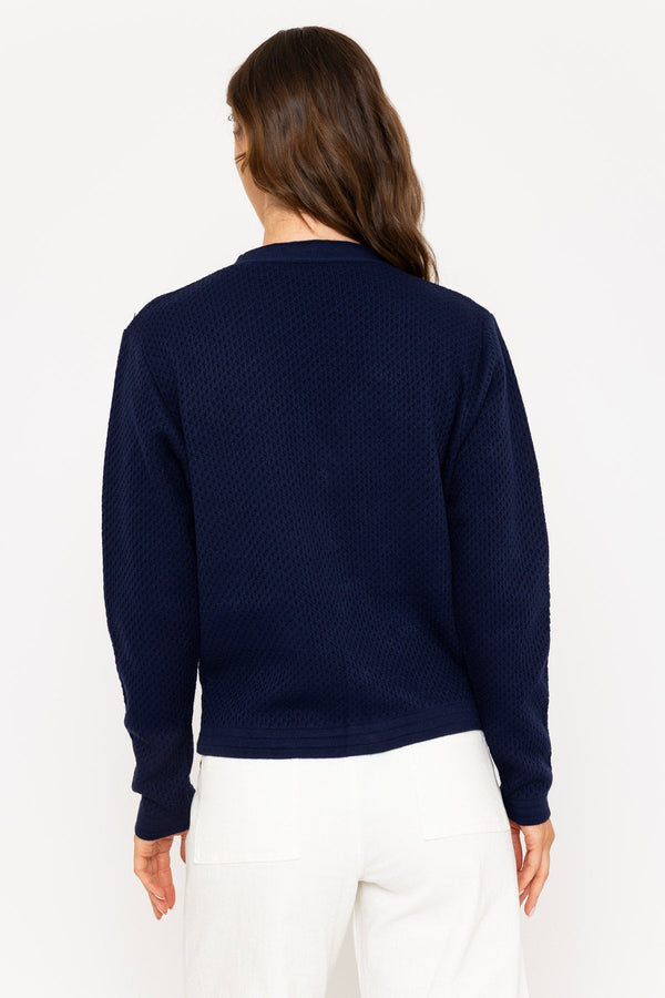 Carraig Donn Navy Lightweight Cardigan With Gold Buttons