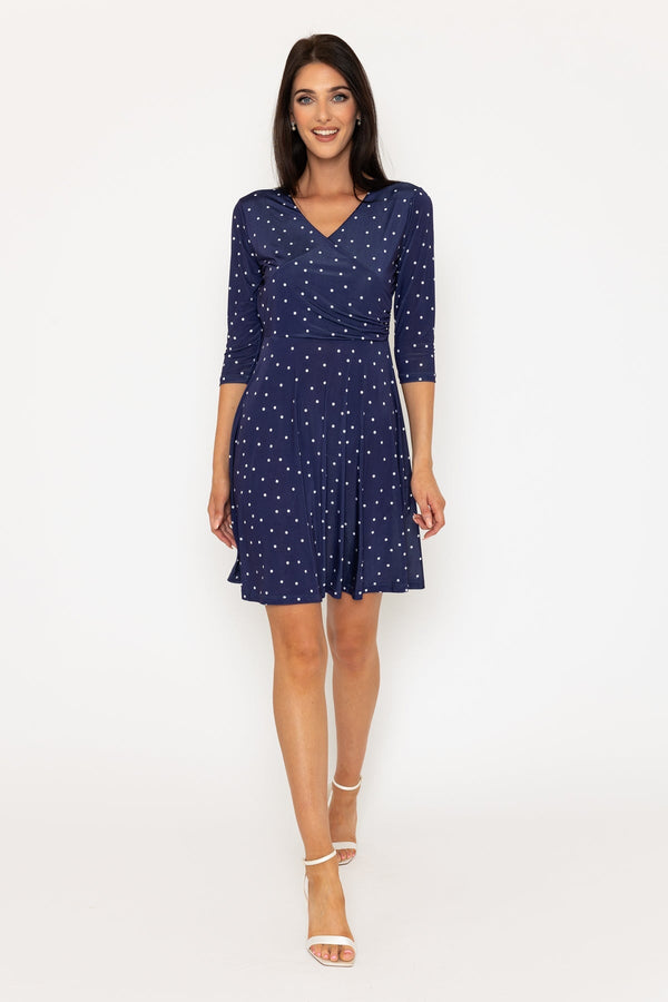 carraig donn Navy Polka Dot Holly Knee Length Dress