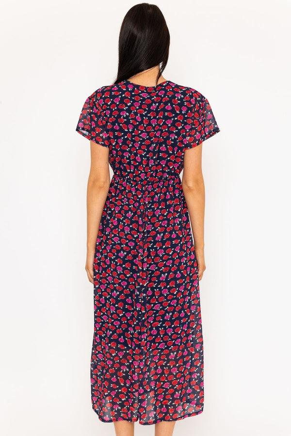 Carraig Donn Navy Print Short Sleeve Kerry Midi Dress