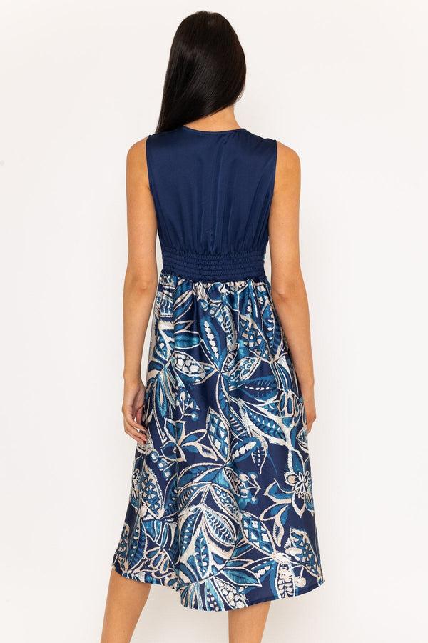 Carraig Donn Navy Print Sleeveless Eliza Midi Dress