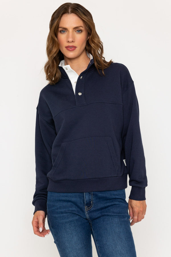 carraig donn Navy Sweatshirt with Snap Button Closure