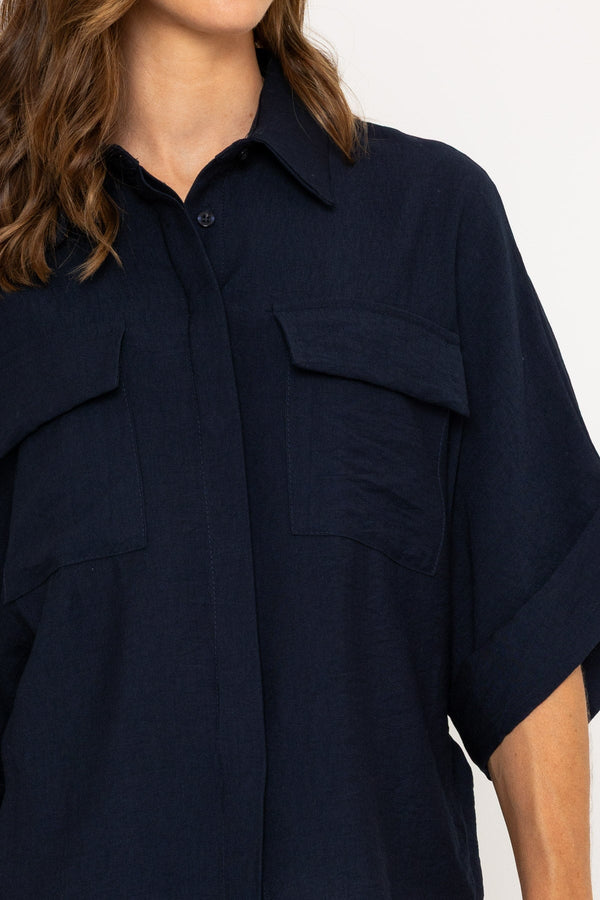 Carraig Donn Navy Utility Pocket Short Sleeve Shirt