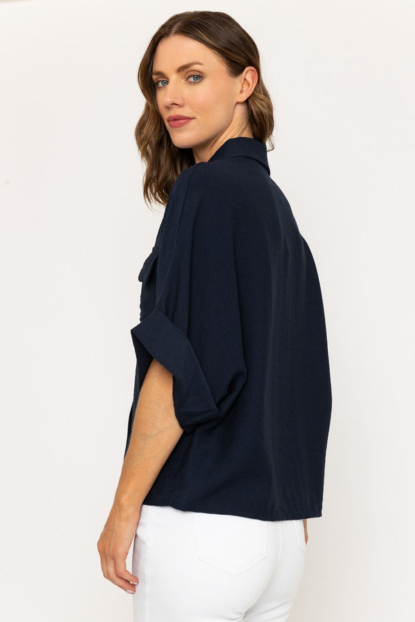 Carraig Donn Navy Utility Pocket Short Sleeve Shirt