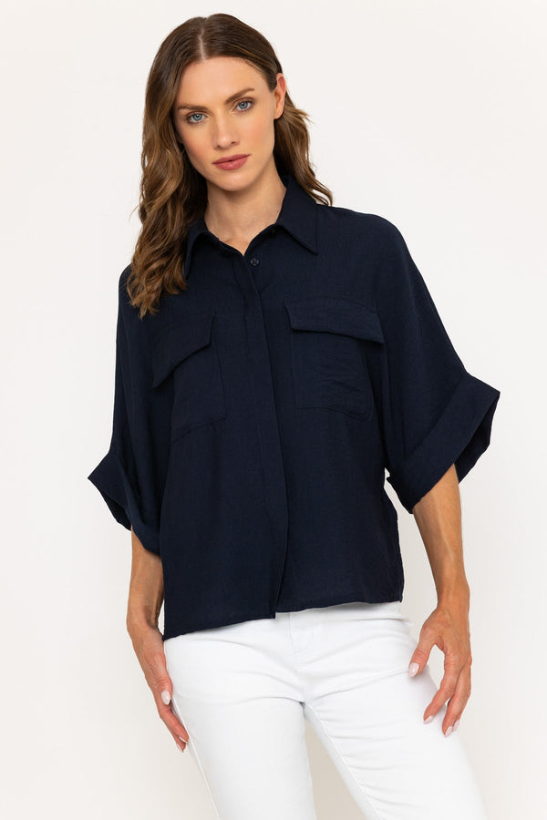 carraig donn Navy Utility Pocket Short Sleeve Shirt