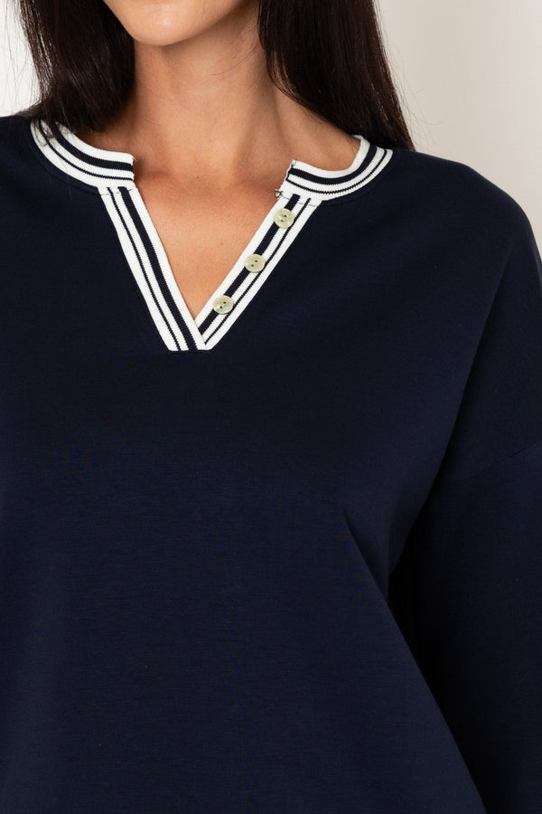 Carraig Donn Navy Viscose Blend Long Sleeve Sweatshirt