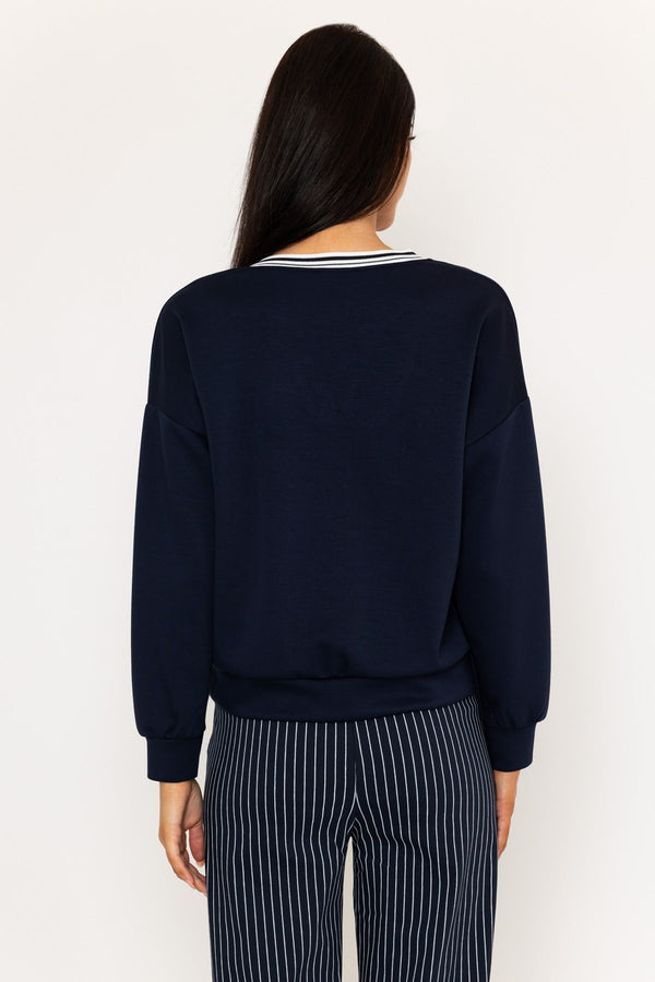 Carraig Donn Navy Viscose Blend Long Sleeve Sweatshirt