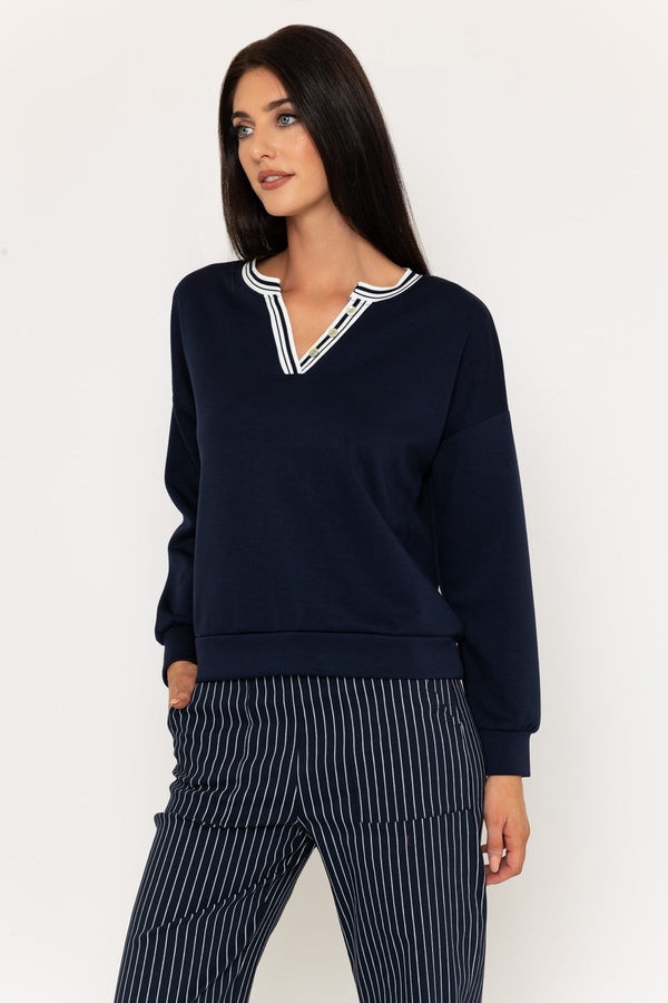 Carraig Donn Navy Viscose Blend Long Sleeve Sweatshirt