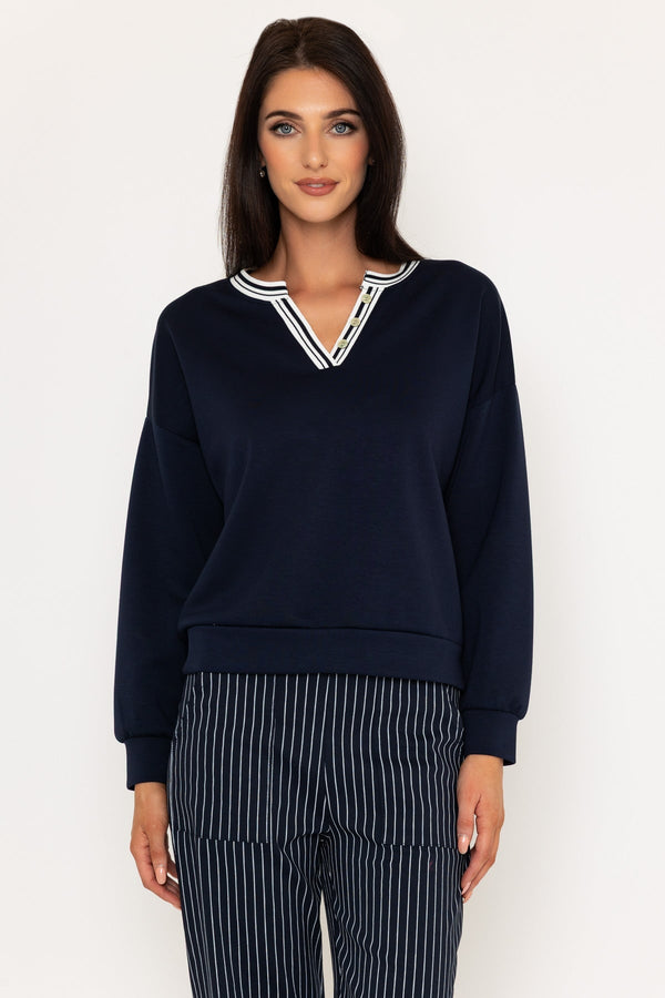 carraig donn Navy Viscose Blend Long Sleeve Sweatshirt