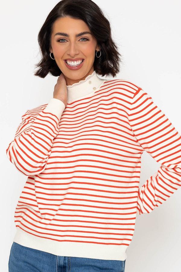 carraig donn Orange Stripe Cashmere Blend Turtleneck