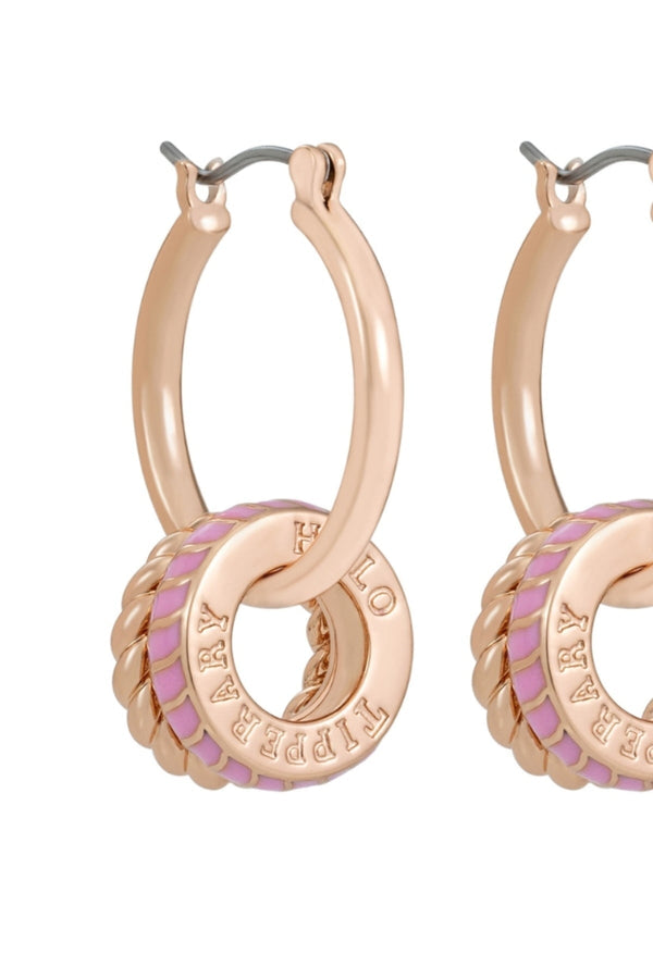 Carraig Donn Pink Halo Small Rose Gold Hoop Earrings