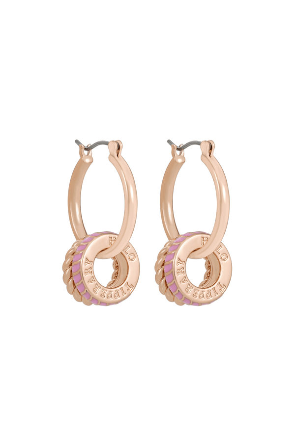 carraig donn Pink Halo Small Rose Gold Hoop Earrings