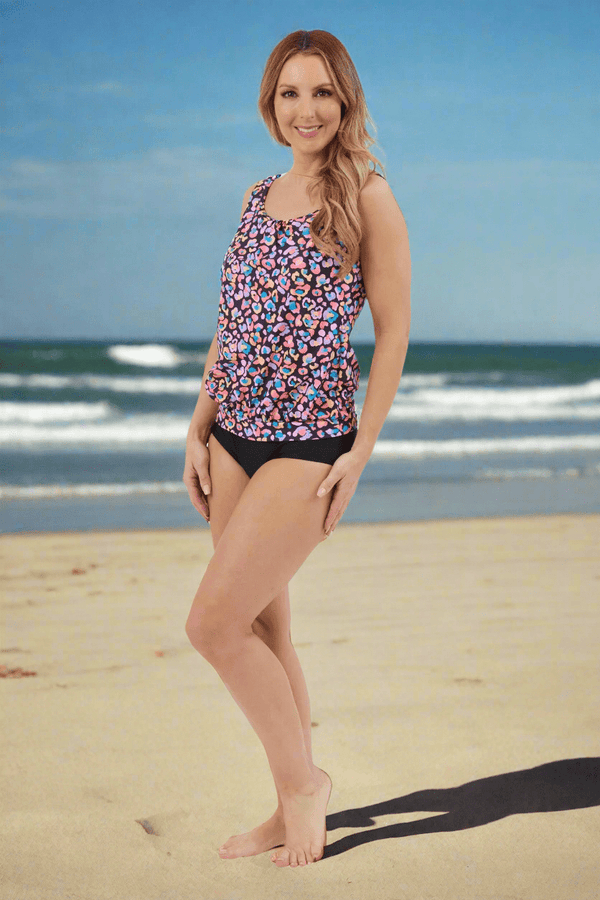 Carraig Donn Pink Leopard Print Tankini With Briefs