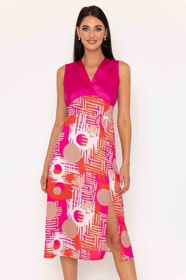 Carraig Donn Pink Print Sleeveless Eliza Midi Dress