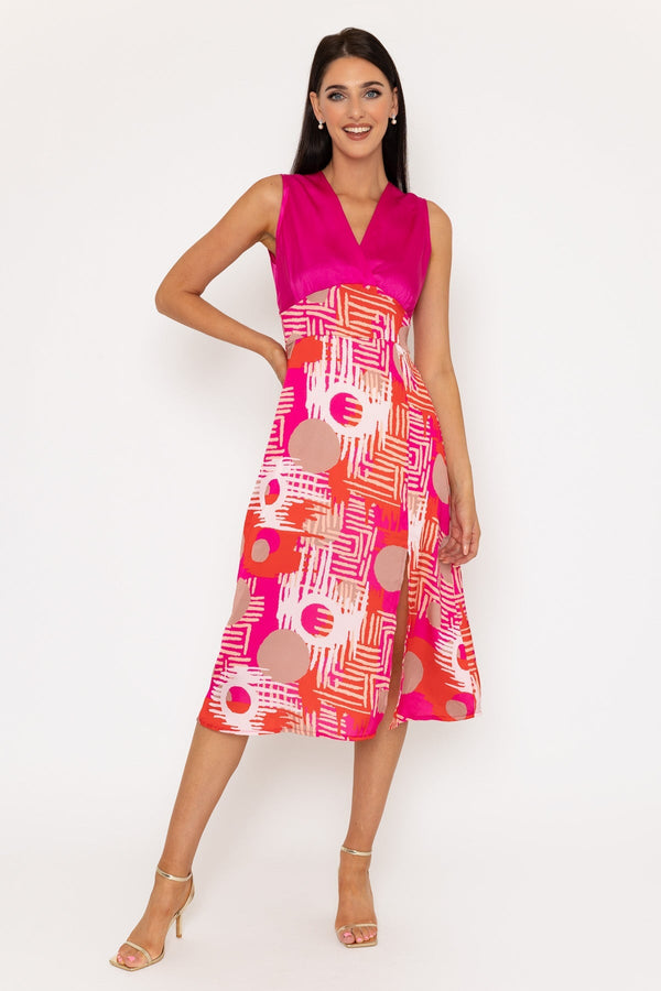 carraig donn Pink Print Sleeveless Eliza Midi Dress