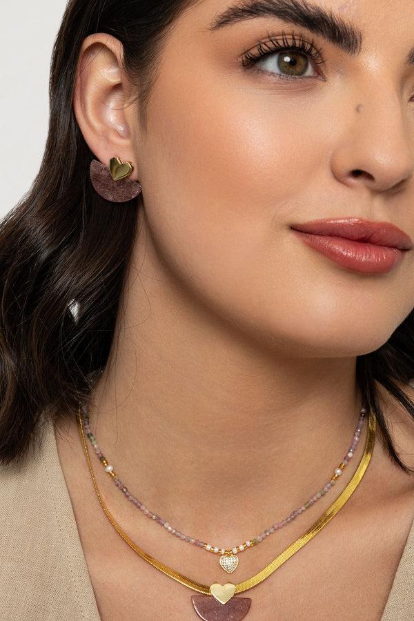 carraig donn Pink Quartz Semi Precious Stone Earrings