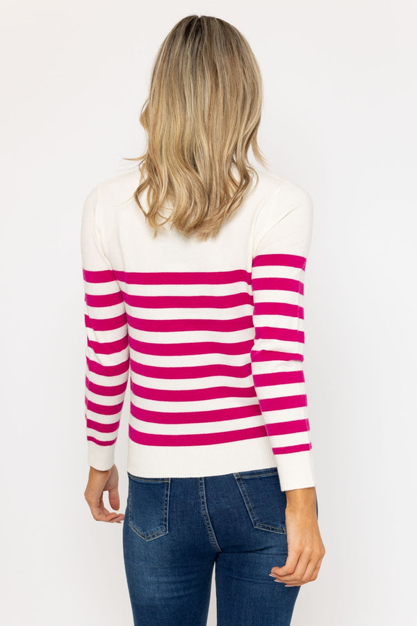 Carraig Donn Pink Striped Knit Jumper With Heart Detailing