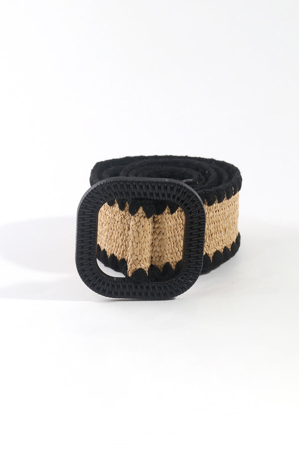 Carraig Donn Raffia Whipstitch Belt In Black - Size L/XL