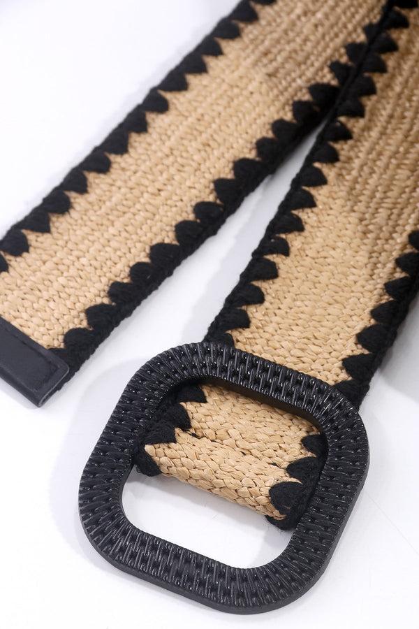 Carraig Donn Raffia Whipstitch Belt In Black - Size L/XL