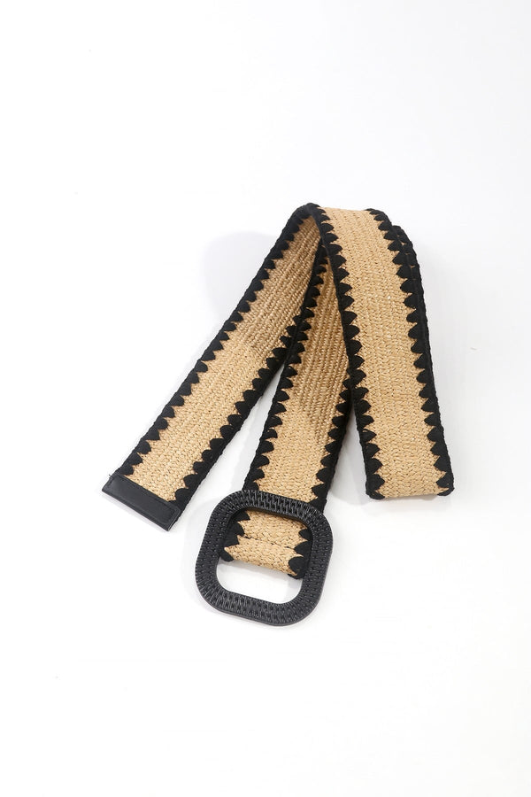 carraig donn Raffia Whipstitch Belt in Black - Size L/XL
