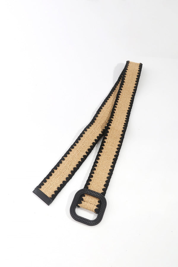 carraig donn Raffia Whipstitch Belt in Black - Size S/M