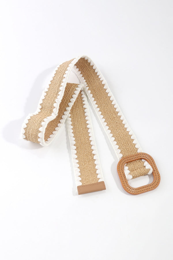 carraig donn Raffia Whipstitch Belt in White - Size L/XL