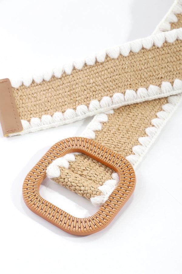 Carraig Donn Raffia Whipstitch Belt In White - Size S/M