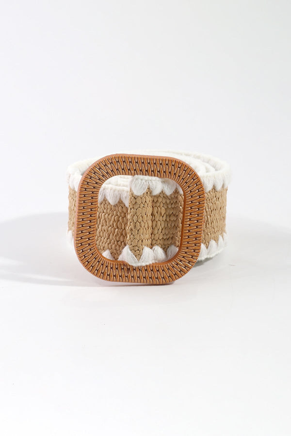 Carraig Donn Raffia Whipstitch Belt In White - Size S/M