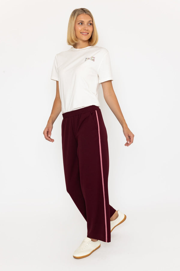 carraig donn Relaxed Fit Burgundy Trousers with Side Stripe