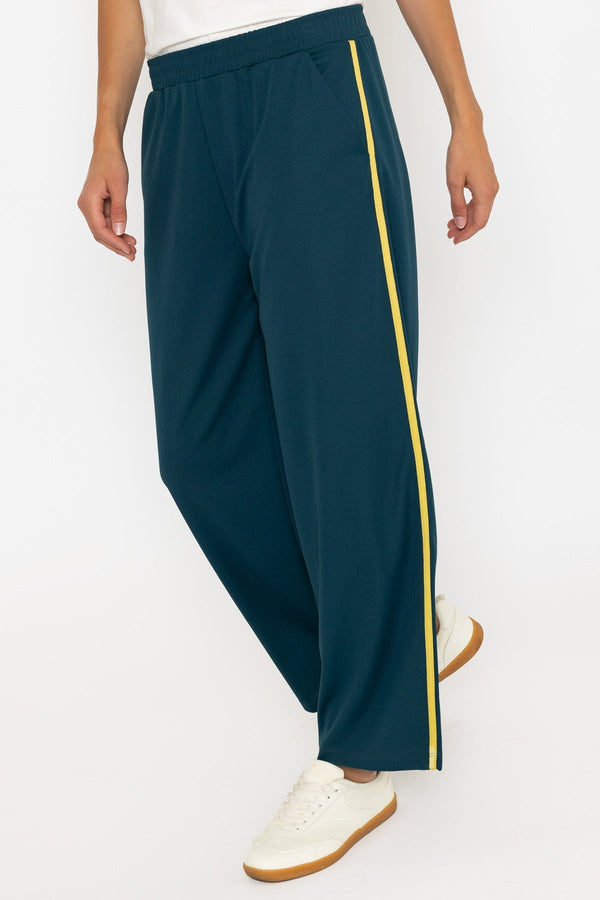 Carraig Donn Relaxed Fit Teal Trousers With Side Stripe