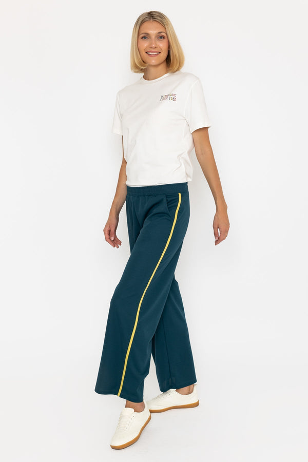 Carraig Donn Relaxed Fit Teal Trousers With Side Stripe