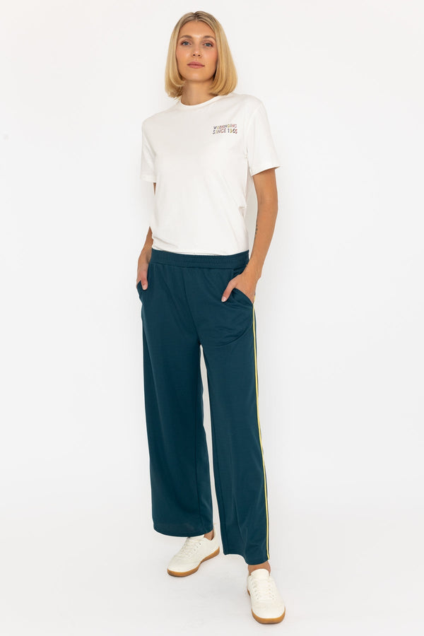 carraig donn Relaxed Fit Teal Trousers with Side Stripe