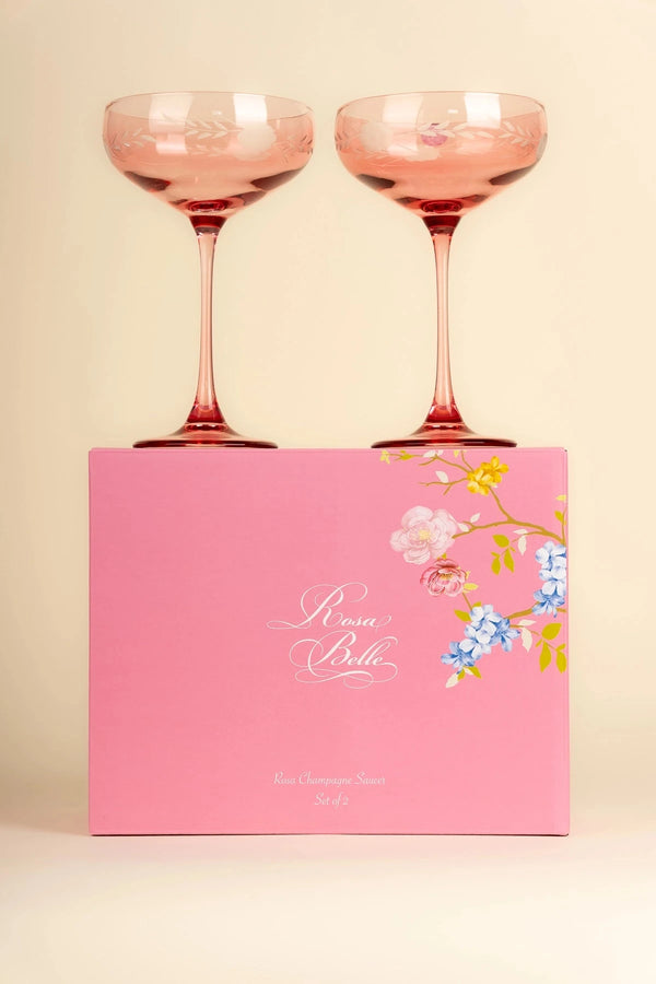 Carraig Donn Rosa Belle Set Of 2 Pink Champagne Glasses