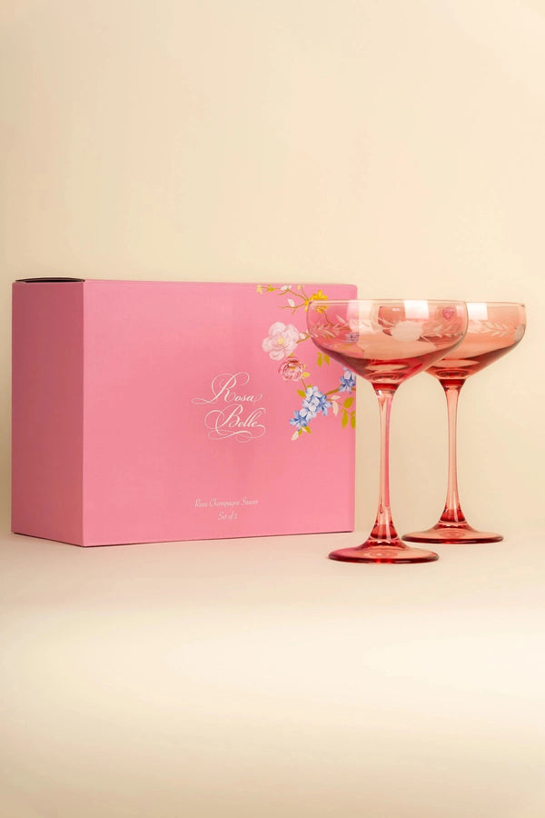 carraig donn Rosa Belle Set Of 2 Pink Champagne Glasses