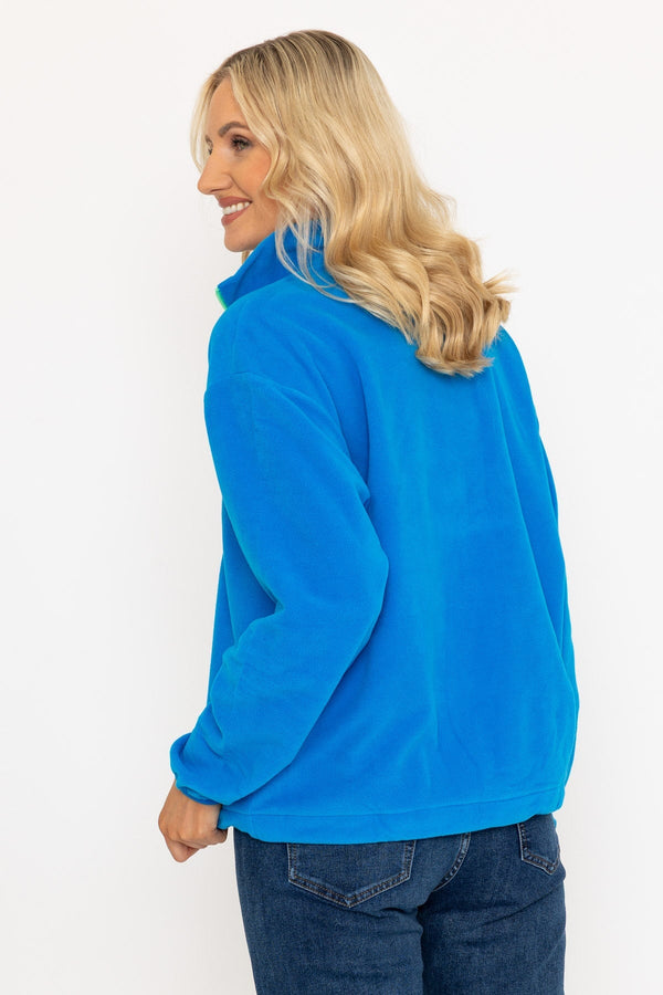 Carraig Donn Sadhbh Contrast Zip Polar Fleece In Blue