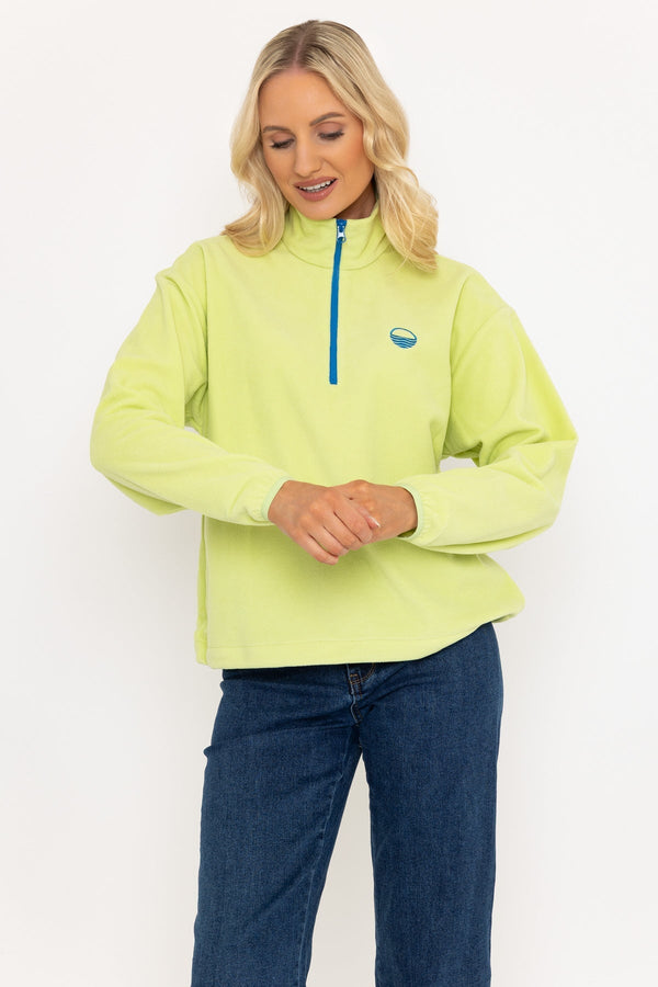 Carraig Donn Sadhbh Contrast Zip Polar Fleece In Lime