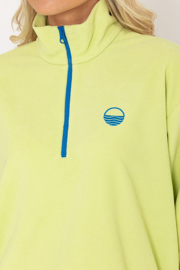 Carraig Donn Sadhbh Contrast Zip Polar Fleece In Lime