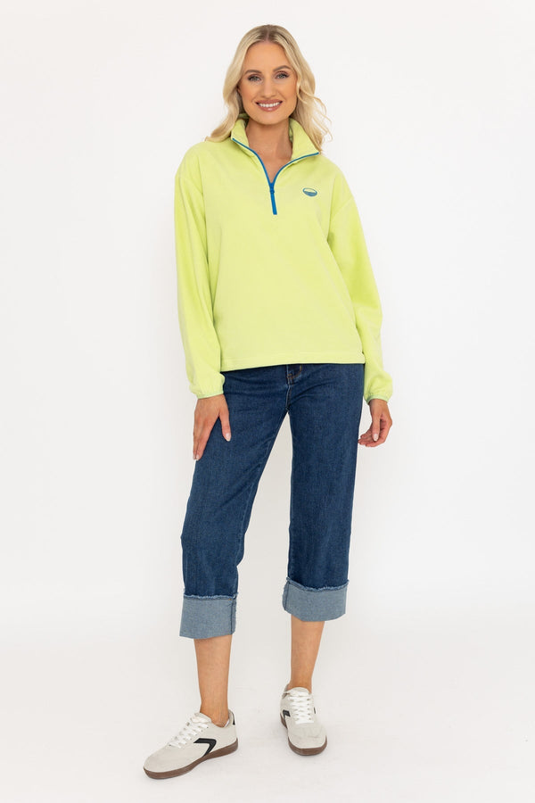 Carraig Donn Sadhbh Contrast Zip Polar Fleece In Lime