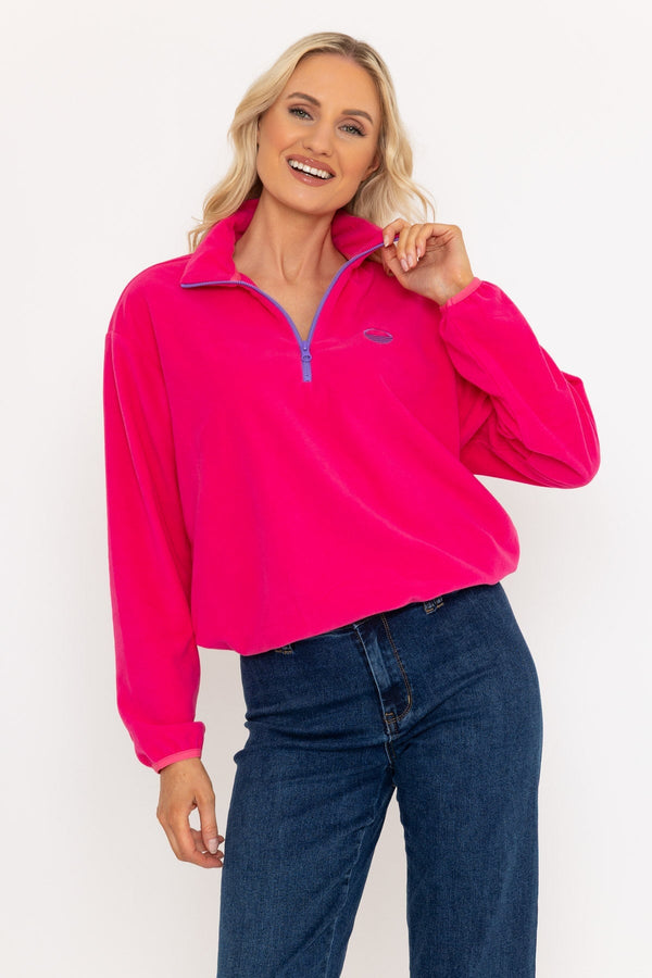Carraig Donn Sadhbh Contrast Zip Polar Fleece In Magenta
