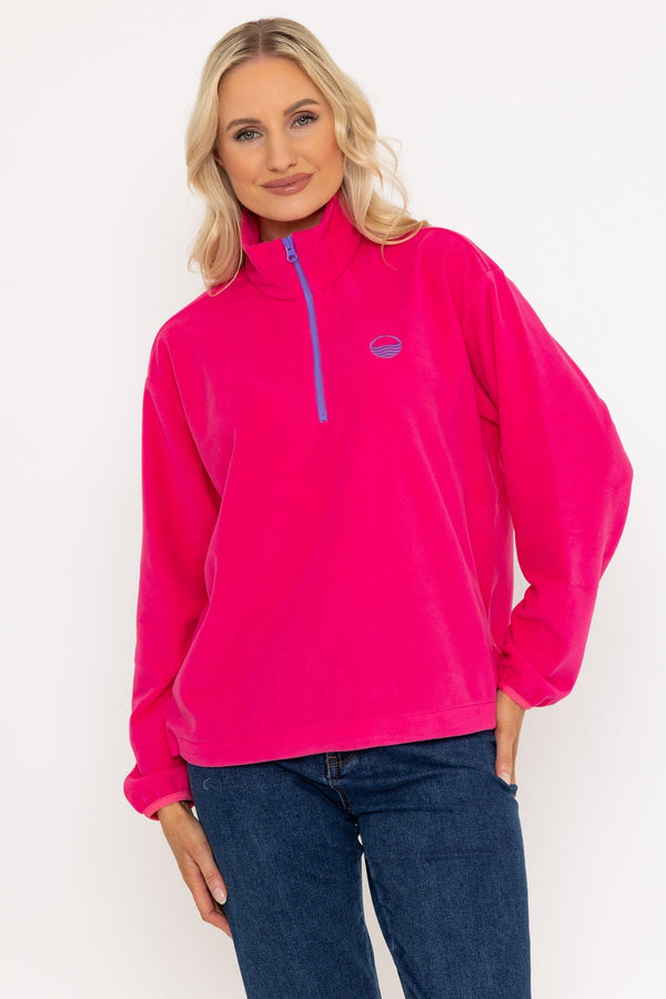 carraig donn Sadhbh Contrast Zip Polar Fleece in Magenta