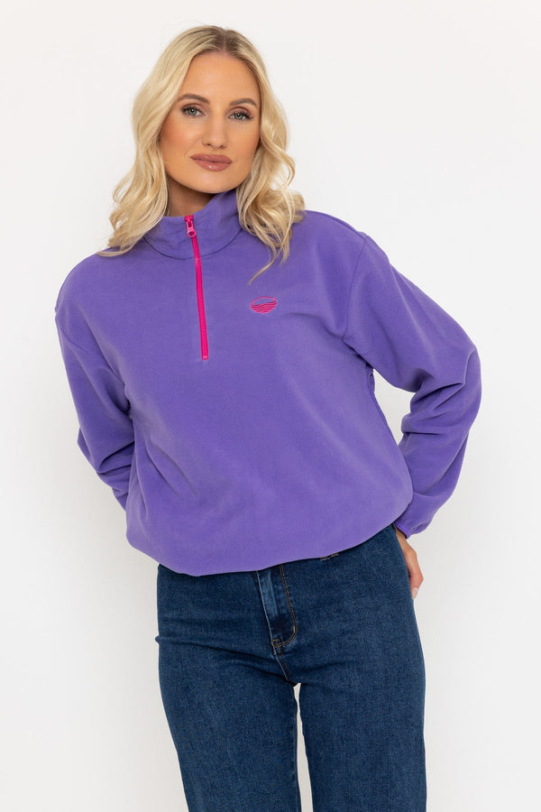 Carraig Donn Sadhbh Contrast Zip Polar Fleece In Purple