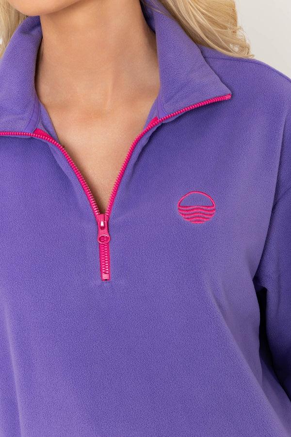 Carraig Donn Sadhbh Contrast Zip Polar Fleece In Purple