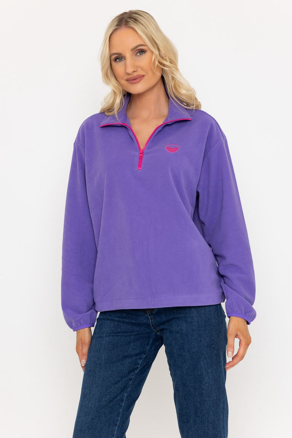 carraig donn Sadhbh Contrast Zip Polar Fleece in Purple