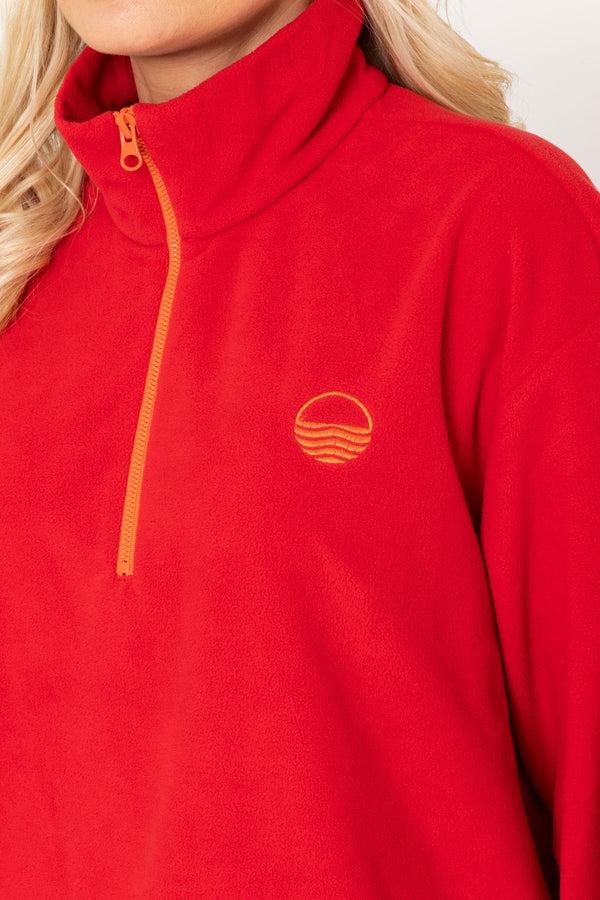 Carraig Donn Sadhbh Contrast Zip Polar Fleece In Red