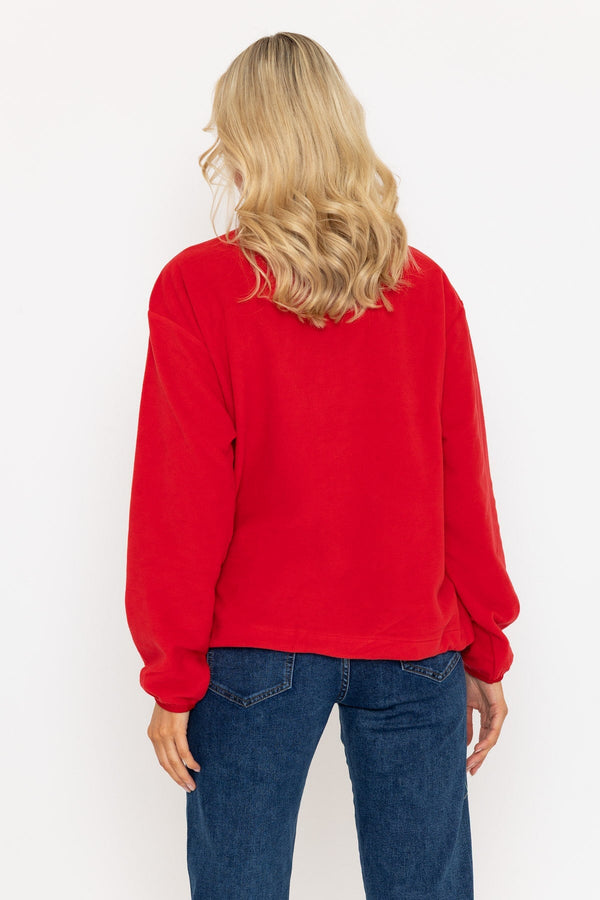 Carraig Donn Sadhbh Contrast Zip Polar Fleece In Red