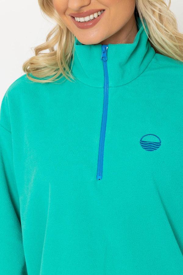 Carraig Donn Sadhbh Contrast Zip Polar Fleece In Teal
